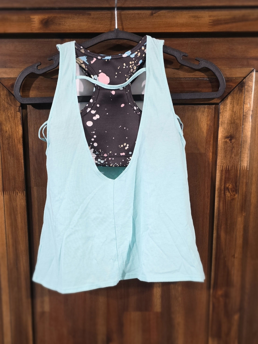Justice Mint Tank Top and Black Splatter Gymnast Shorts Set - Picture 5 of 9